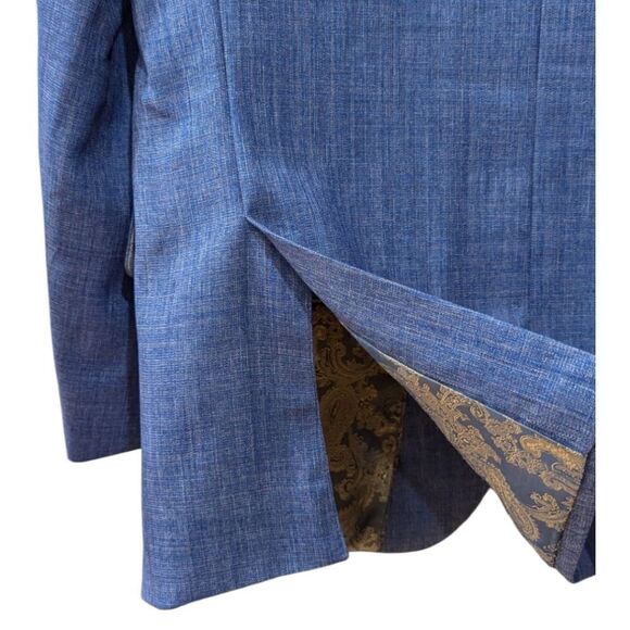 ZeGarie Uomo Men's EU 42R Two Button Blazer 100% Wool Silk Lined in Blue - Picture 5 of 9